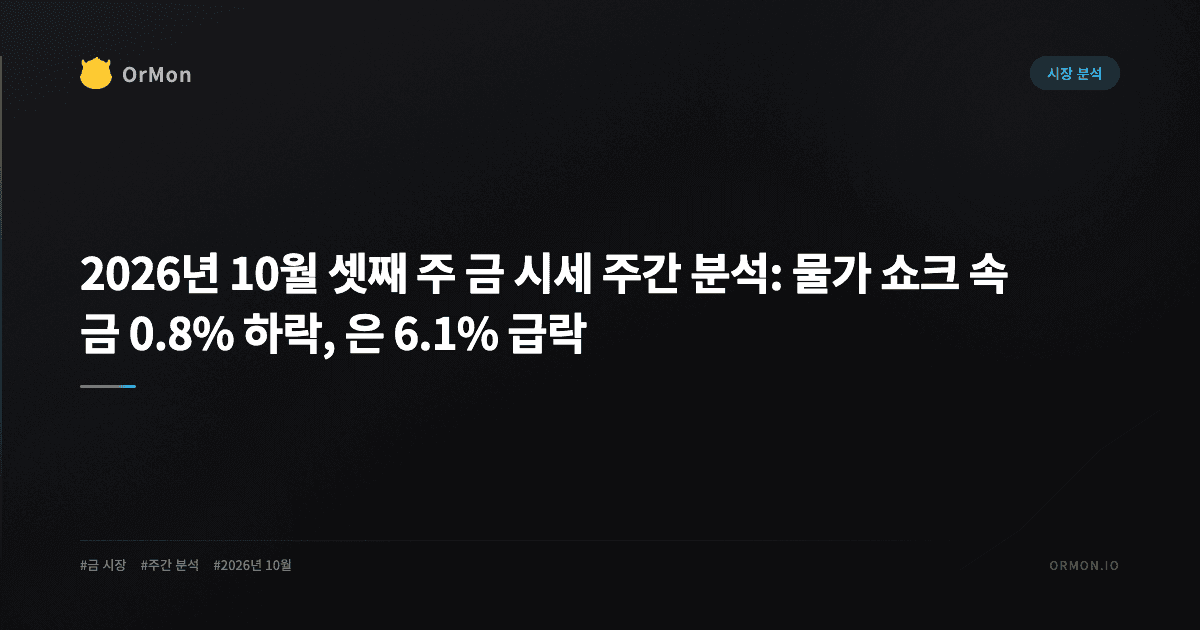 2026년 10월 셋째 주 금 시세 주간 분석: 물가 쇼크 속 금 0.8% 하락, 은 6.1% 급락